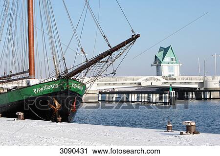 Stock Image - Ship in harbour, Kappeln, Schleswig-Holstein, Germany . Fotosearch