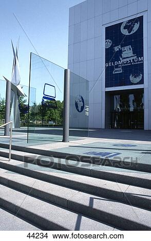 Picture - Staircase in front of museum, Money Museum, Frankfurt, Hesse, Germany . Fotosearch