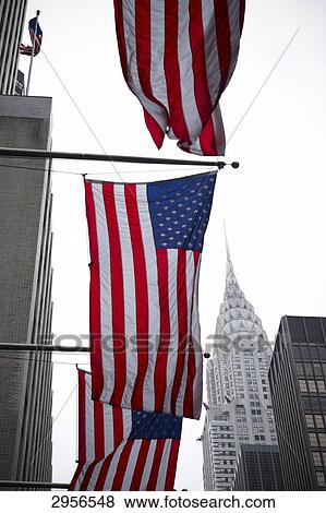 Stars and Stripes in front of the Chrysler Building, New York City, USA View Large Photo Image Stock Photo - Stars and Stripes in front of the Chrysler Building, New York City, USA . Fotosearch
