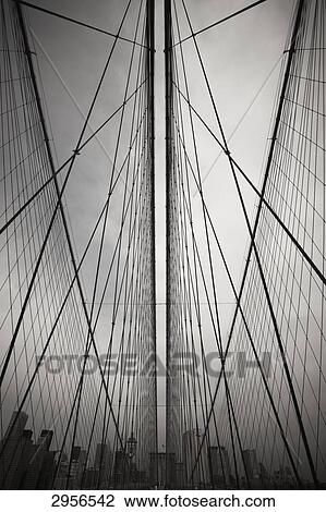 Steel ropes of the Brooklyn Bridge, New York City, USA, worm's-eye view View Large Photo Image Stock Image - Steel ropes of the Brooklyn Bridge, New York City, USA, worm's-eye view . Fotosearch