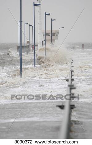 Stock Image - Storm tide, Dagebuell, Schleswig-Holstein, Germany . Fotosearch