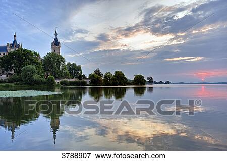 Sunrise at Schwerin Castle, Germany View Large Photo Image Stock Photo - Sunrise at Schwerin Castle, Germany . Fotosearch