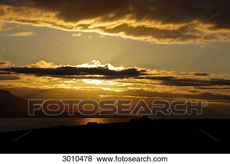 Sunset at the coast of a fjord, Iceland View Large Photo Image Stock Photo - Sunset at the coast of a fjord, Iceland . Fotosearch