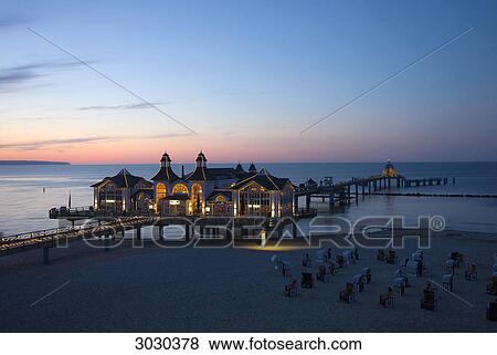 The pier of Sellin at dusk, Rugia, Germany, elevated view View Large Photo Image Stock Photo - The pier of Sellin at dusk, Rugia, Germany, elevated view . Fotosearch