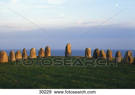 Tombstones at burial place, Ales Stenar, Sweden View Large Photo Image Stock Photo - Tombstones at burial place, Ales Stenar, Sweden . Fotosearch