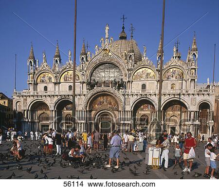 Tourists in front of church, Venice, Italy, Europe View Large Photo Image Picture - Tourists in front of church, Venice, Italy, Europe . Fotosearch