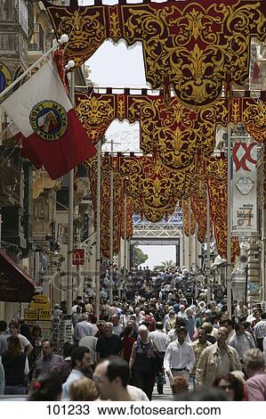 Tourists in street, Valletta, Malta View Large Photo Image Stock Image - Tourists in street, Valletta, Malta . Fotosearch