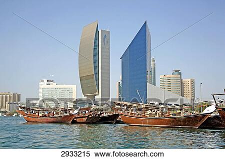 Traditional sailing vessels in front of Dubai skyline, United Arab Emirates View Large Photo Image Stock Photography - Traditional sailing vessels in front of Dubai skyline, United Arab Emirates . Fotosearch