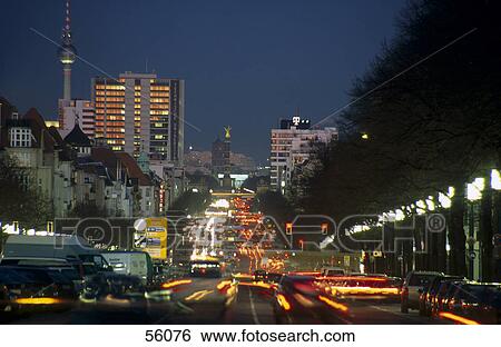 Traffic on road at night, Berlin, Germany View Large Photo Image Stock Photograph - Traffic on road at night, Berlin, Germany . Fotosearch