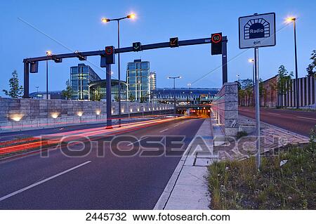 Stock Image - Traffic on road, New Central Station, Berlin Hauptbahnhof, Berlin, Germany . Fotosearch