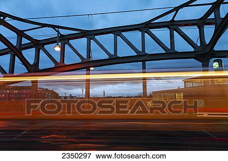 Stock Photo - Traffic on steel bridge, Bornholmer Brucke, Berlin, Germany . Fotosearch