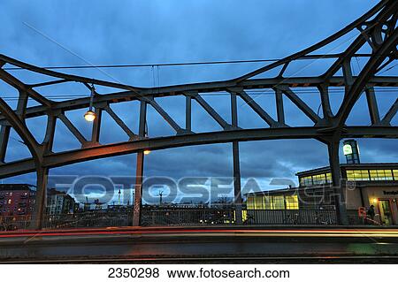Stock Photo - Traffic on steel bridge, Bornholmer Brucke, Berlin, Germany . Fotosearch