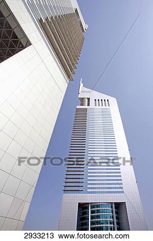 Two skyscapers, Dubai, United Arab Emirates, worm's-eye view View Large Photo Image Stock Image - Two skyscapers, Dubai, United Arab Emirates, worm's-eye view . Fotosearch