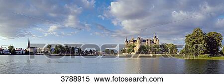 View above Burgsee at Dome, State Chancellery, Theater, Museum and Castle, Schwerin, Germany  View Large Photo Image Stock Photography - View above Burgsee at Dome, State Chancellery, Theater, Museum and Castle, Schwerin, Germany . Fotosearch
