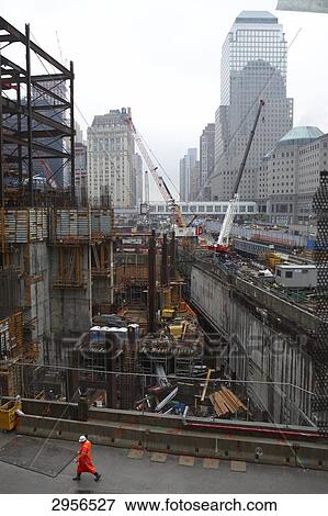 Stock Photo - View to building site at Ground Zero, New York City, USA . Fotosearch