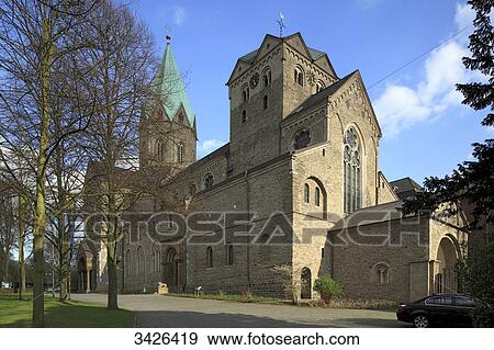 Abbey St. Ludgerus with Basilica Ludgerus, Essen, Ruhr, North Rhine-Westphalia, Germany, Europe View Large Photo Image Stock Photo - Abbey St. Ludgerus with Basilica Ludgerus, Essen, Ruhr, North Rhine-Westphalia, Germany, Europe . Fotosearch