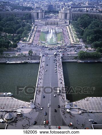 Aerial view of a city, Palais De Chaillot, Paris, France View Large Photo Image Stock Photography - Aerial view of a city, Palais De Chaillot, Paris, France . Fotosearch
