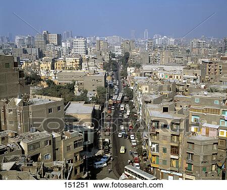 Aerial view of cityscape, Cairo, Egypt View Large Photo Image Stock Image - Aerial view of cityscape, Cairo, Egypt . Fotosearch
