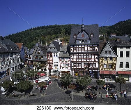 Aerial view of market square, Rhineland-Palatinate, Germany View Large Photo Image Stock Image - Aerial view of market square, Rhineland-Palatinate, Germany . Fotosearch