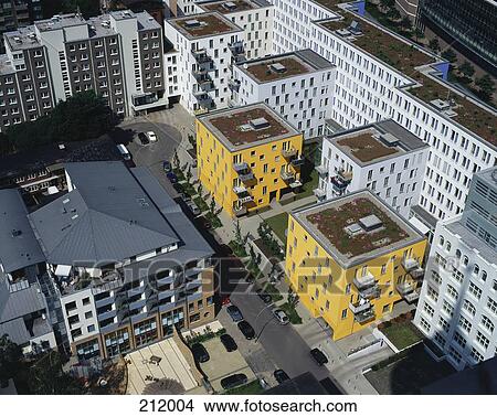 Picture - Aerial view of residential buildings, Hamburg, Germany . Fotosearch