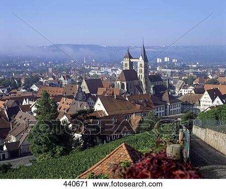 Stock Image - Aerial view of town, Baden-Wurttemberg, Germany . Fotosearch