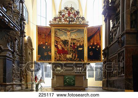 Stock Photo - Altar of church, Herderkirche Church, Weimar, Thuringia, Germany . Fotosearch