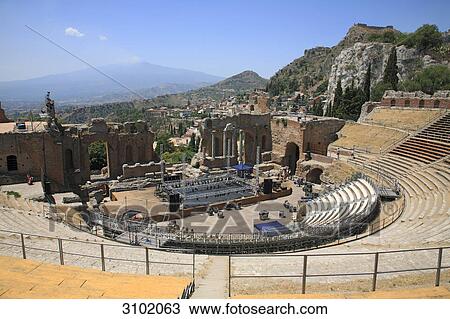 Amphitheatre, Taormina, Sicily, Italy View Large Photo Image Stock Image - Amphitheatre, Taormina, Sicily, Italy . Fotosearch