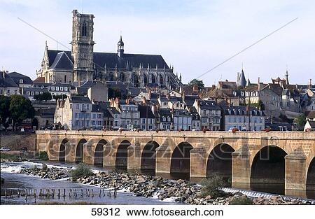 Arch bridge on river, Loire River, Burgundy, France, Europe View Large Photo Image Stock Image - Arch bridge on river, Loire River, Burgundy, France, Europe . Fotosearch