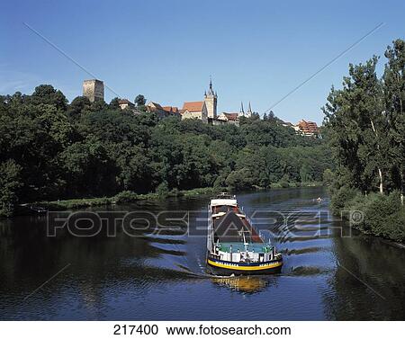 Barge in river, Bad Wimpfen, Baden-Wurttemberg, Barge, Germany View Large Photo Image Stock Image - Barge in river, Bad Wimpfen, Baden-Wurttemberg, Barge, Germany . Fotosearch