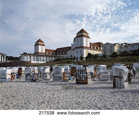 Stock Photo - Beach chairs at beach, Binz, Ruegen, Germany . Fotosearch