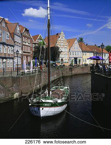 Boat moored at harbor, Germany View Large Photo Image Stock Photograph - Boat moored at harbor, Germany . Fotosearch