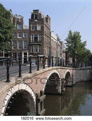 Bridge across river in city, Prinsengracht, Amsterdam, Netherlands View Large Photo Image Stock Photograph - Bridge across river in city, Prinsengracht, Amsterdam, Netherlands . Fotosearch