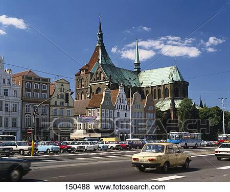 Cars on city road, Rostock, Germany View Large Photo Image Stock Photo - Cars on city road, Rostock, Germany . Fotosearch