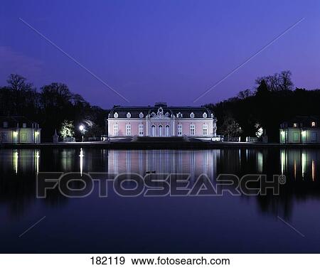 Stock Photo - Castle at waterfront, Benrath Castle, Dusseldorf, North Rhine Westphalia, Germany . Fotosearch