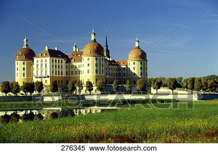 Stock Photography - Castle at waterfront, Moritzburg Castle, Dresden, Saxony, Germany . Fotosearch