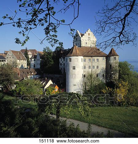 Stock Photo - Castle besides lake, Baden-Wurttemberg, Germany . Fotosearch