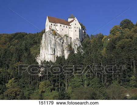 Castle on cliff against clear sky, Castle Prunn, Altmuehl Valley, Bavaria, Germany View Large Photo Image Stock Photo - Castle on cliff against clear sky, Castle Prunn, Altmuehl Valley, Bavaria, Germany . Fotosearch