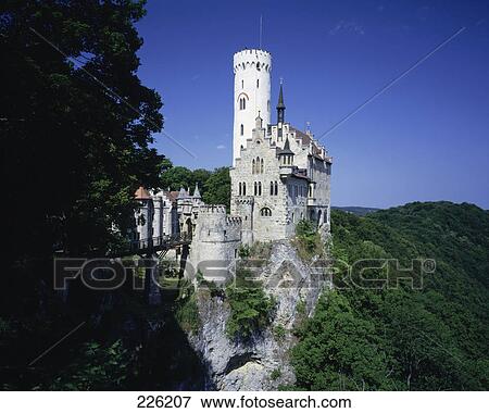 Castle on hill overlooking valley, Germany View Large Photo Image Stock Photo - Castle on hill overlooking valley, Germany . Fotosearch