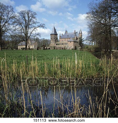 Stock Image - Castle on landscape, Netherlands . Fotosearch