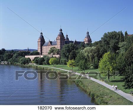 Stock Image - Castle on riverside, Aschaffenburg, Franconia, Bavaria, Germany . Fotosearch