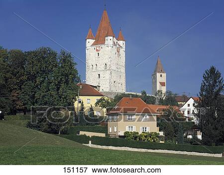 Castle tower against blue sky, Bavaria, Germany View Large Photo Image Stock Photo - Castle tower against blue sky, Bavaria, Germany . Fotosearch