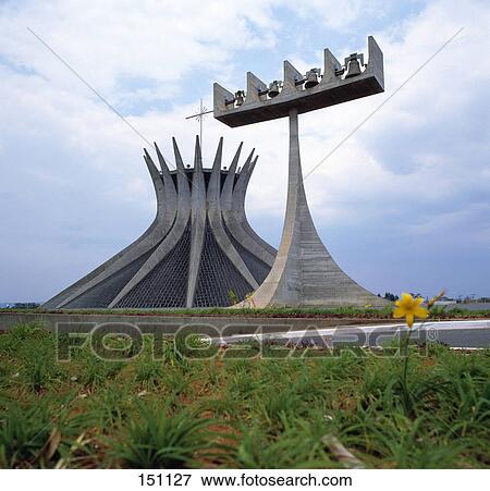 Cathedral on landscape against cloudy sky, Brazil View Large Photo Image Stock Photo - Cathedral on landscape against cloudy sky, Brazil . Fotosearch