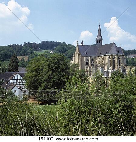 Stock Image - Cathedral on landscape, North Rhine-Westphalia, Germany . Fotosearch