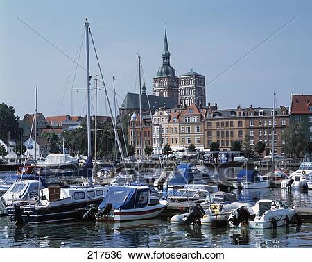 Stock Photograph - Church at port, Nikolai Church, Stralsund, Mecklenburg-Vorpommern, Germany . Fotosearch