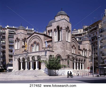 Stock Image - Church in city, Panagia Dexia Church, Thessaloniki, Central Macedonia, Greece . Fotosearch