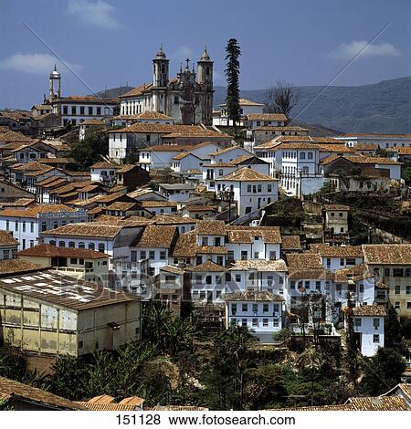 Church in town on hill, Sao Francisco Church, Ouro Preto, Minas Gerais, Brazil View Large Photo Image Stock Photo - Church in town on hill, Sao Francisco Church, Ouro Preto, Minas Gerais, Brazil . Fotosearch