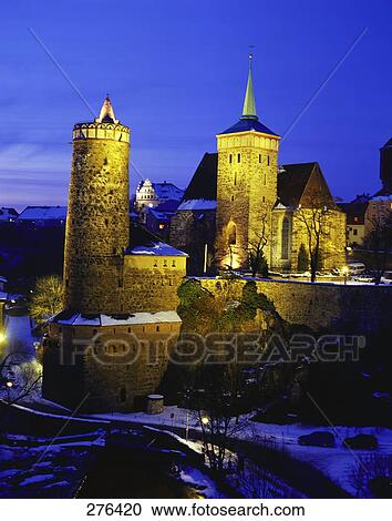 Church lit up at night, St. Michael Church, Bautzen, Saxony, Germany View Large Photo Image Stock Image - Church lit up at night, St. Michael Church, Bautzen, Saxony, Germany . Fotosearch
