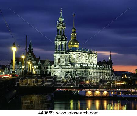 Stock Photo - Church lit up at night . Fotosearch