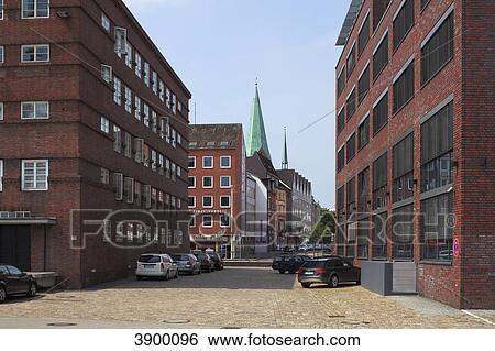 Stock Photograph - Church Saint Nikolai, Flemish street, Kiel, Schleswig-Holstein, Germany, Europe . Fotosearch
