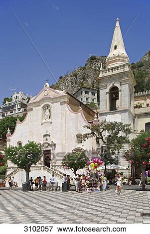 Church San Giuseppe, Taormina, Sicily, italy View Large Photo Image Stock Photo - Church San Giuseppe, Taormina, Sicily, italy . Fotosearch